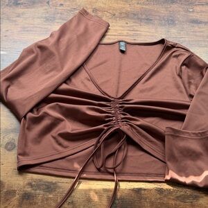 SHEIN Brown Ruched Crop Top